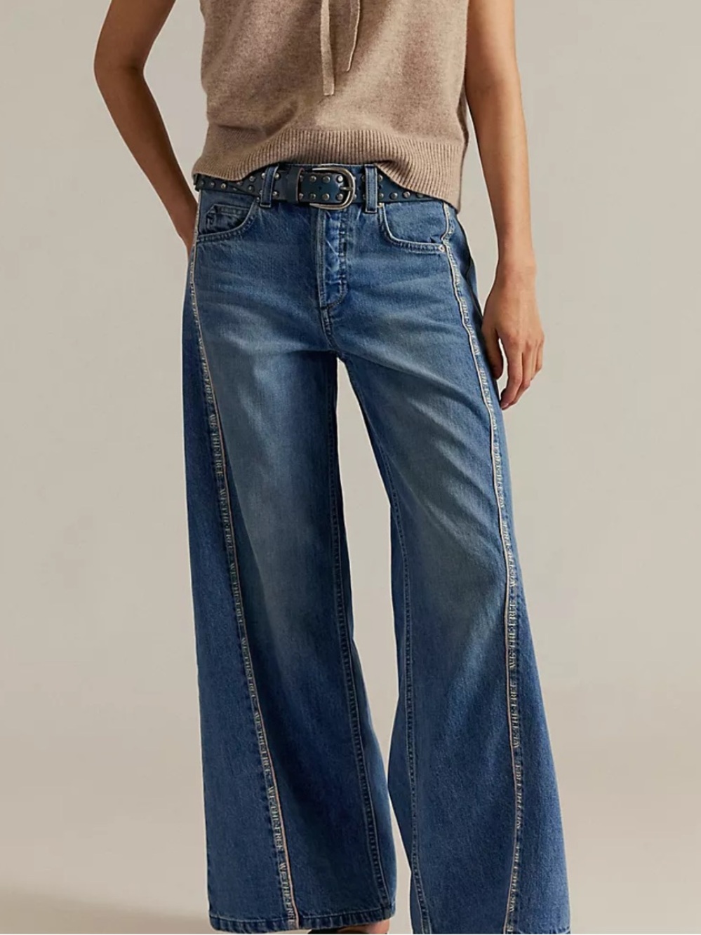 Free People We The Free On The Edge Selvedge Wide-Leg Jeans